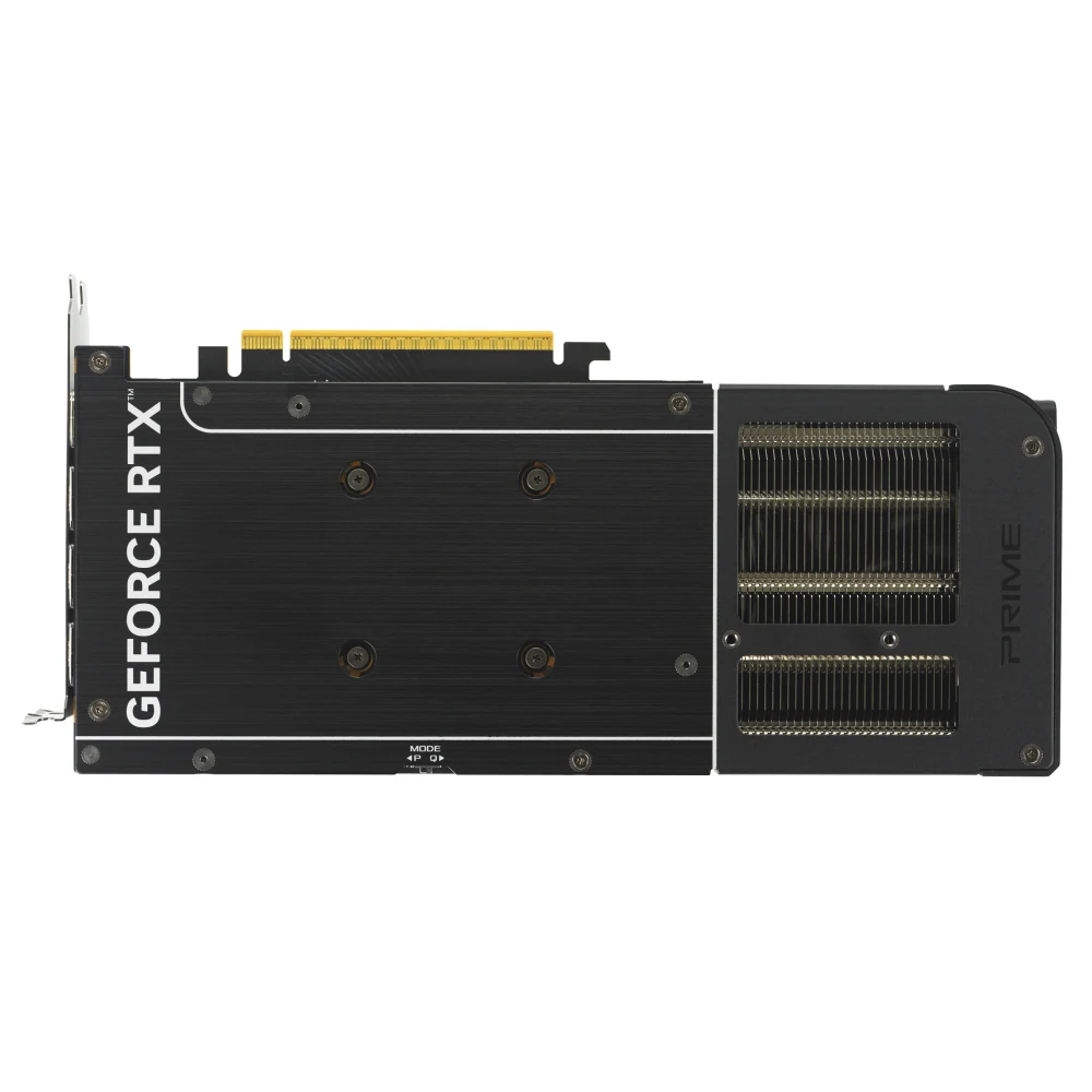 The image shows the rear view of an ASUS Dual NVIDIA GeForce RTX 5060 8GB GDDR7 OC Edition graphics card, highlighting its cooling fins and backplate.