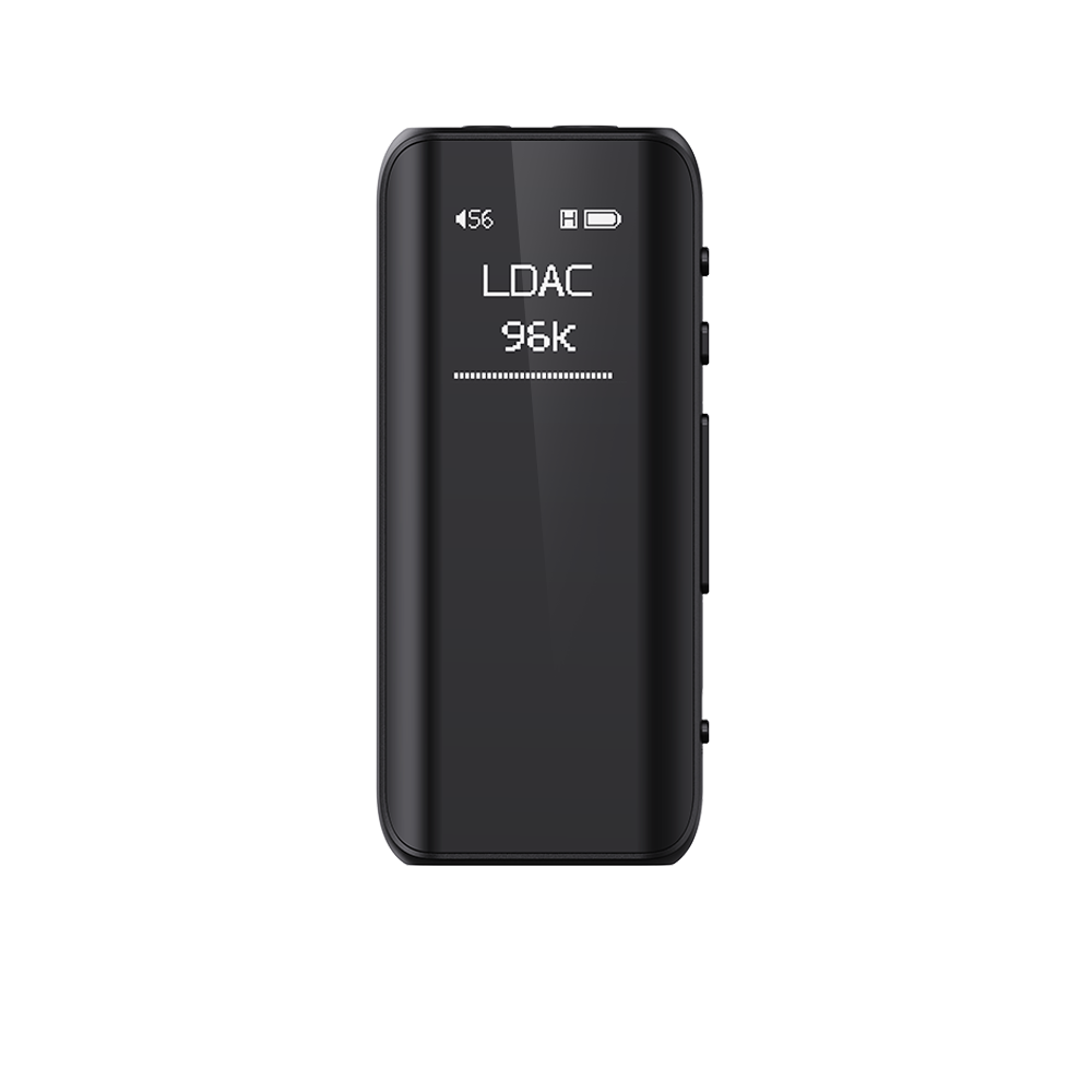 A black portable device with a screen displaying 'LDAC' and '96K'.