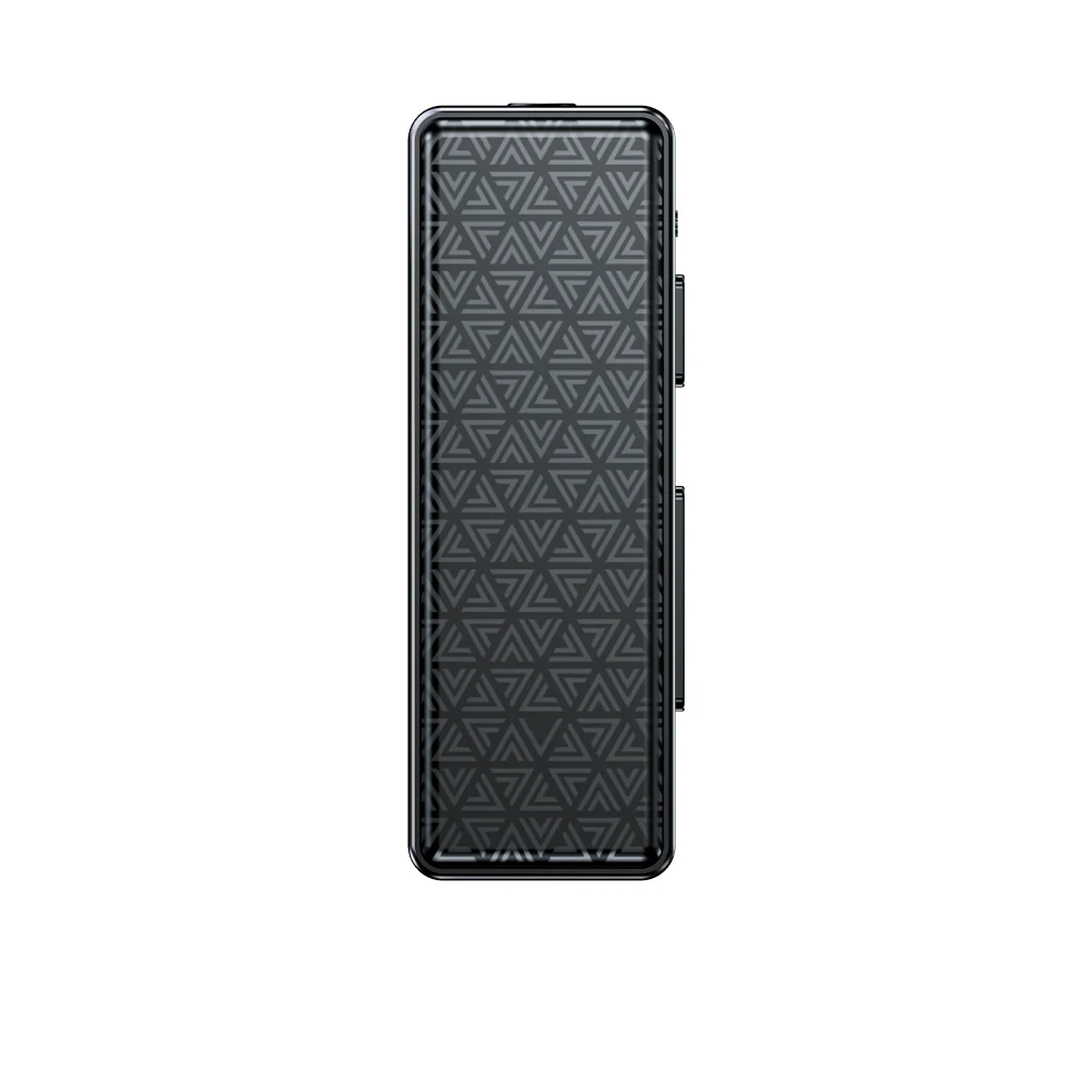 The product is shown in a side profile with a geometric pattern on the front and a metallic frame.