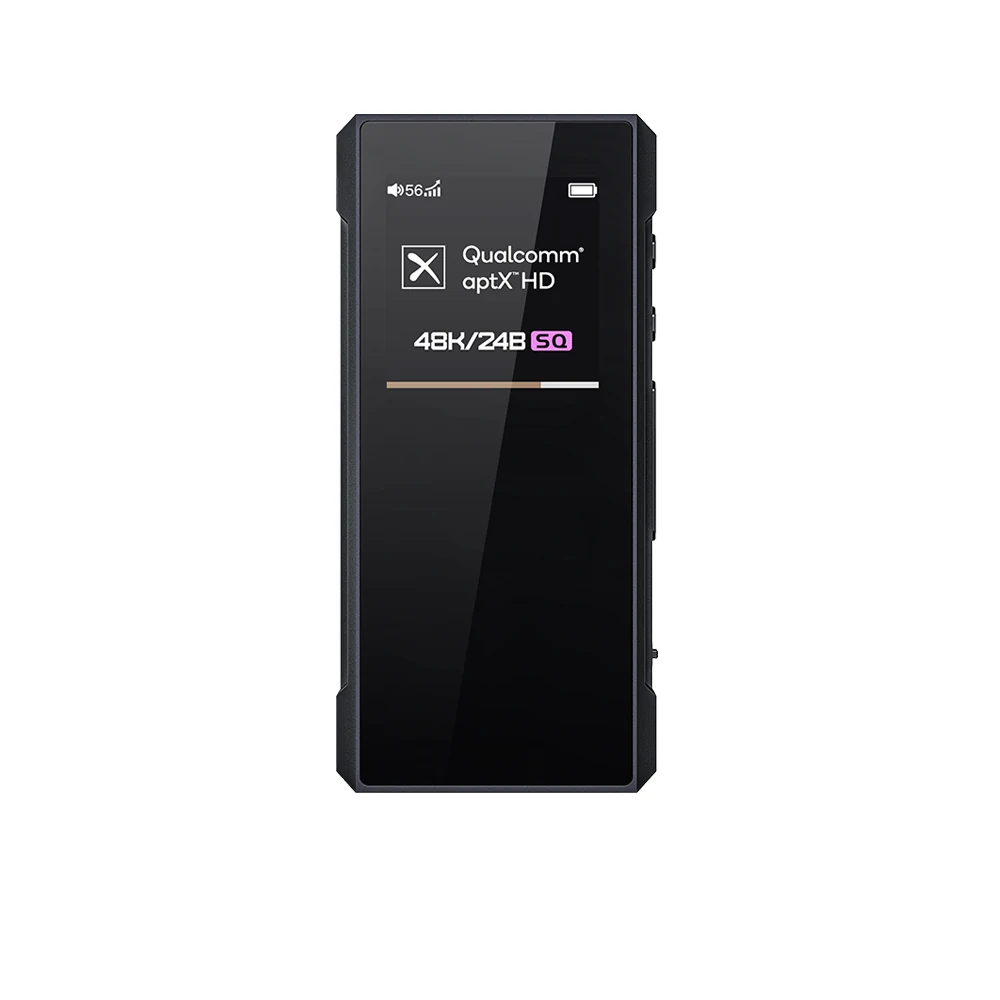 The product is a black, rectangular device with a glossy finish and visible ports on the right side.