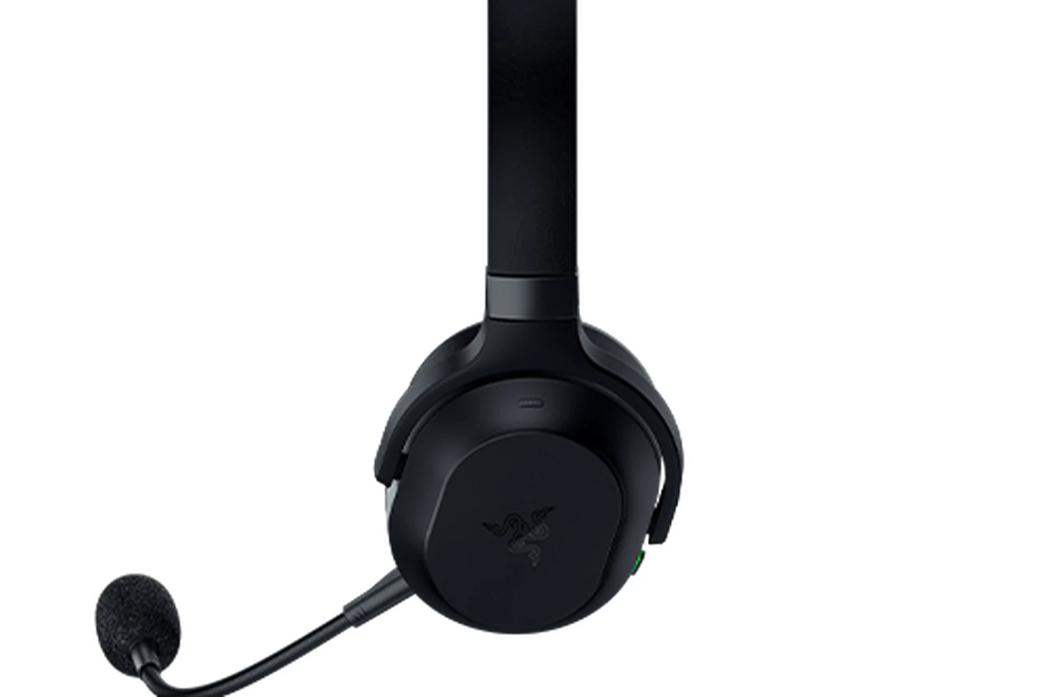 A black Razer Barracuda V2 Pro headset shown from the side with a microphone attached.