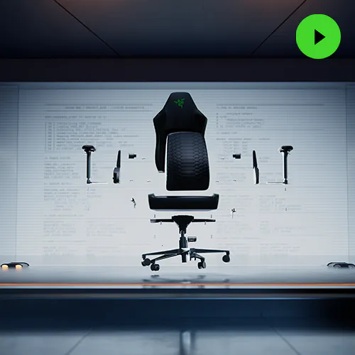 The Razer Iskur V2 NewGen gaming chair is shown in a side profile, with its distinctive green logo visible on the backrest against a light background.