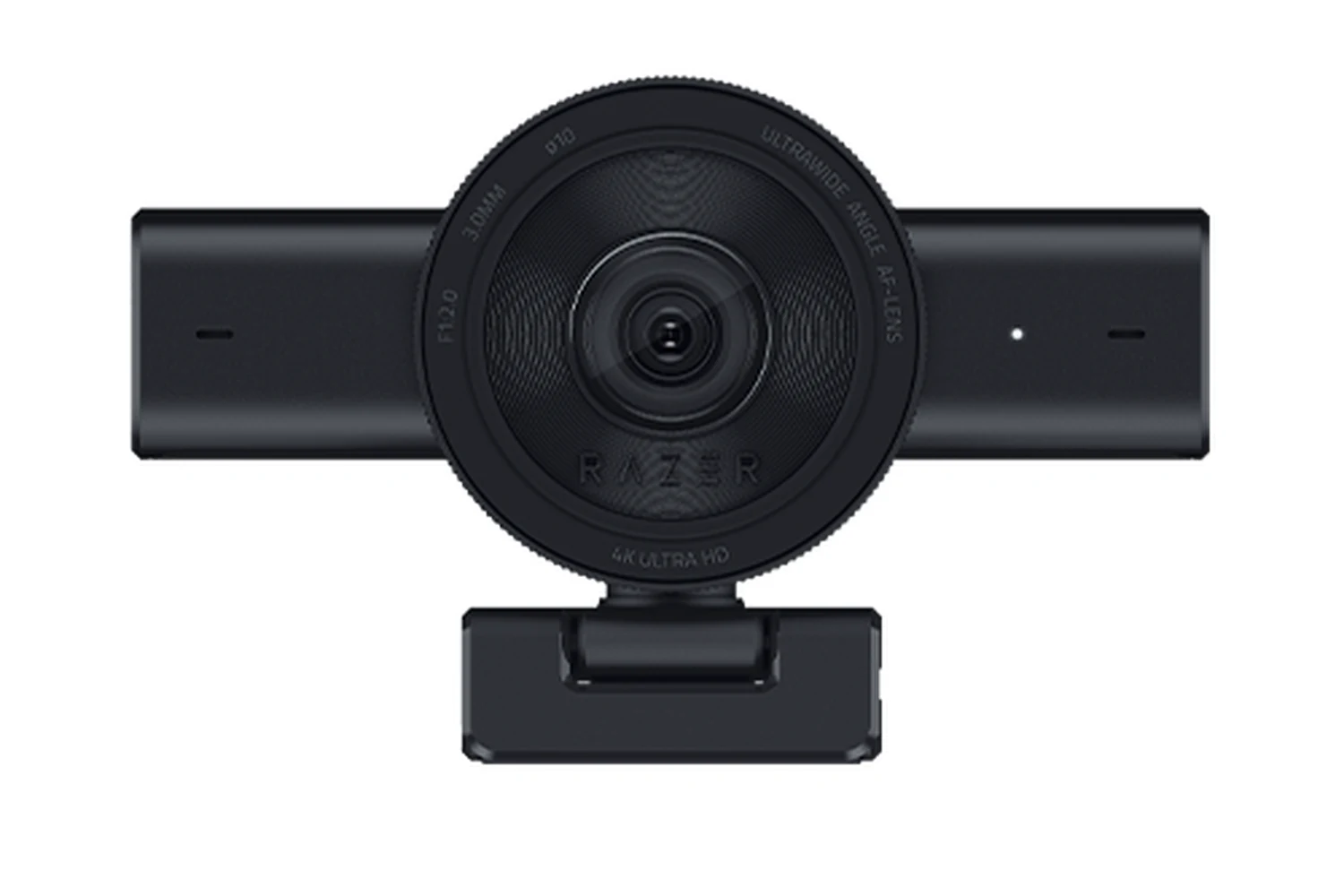 A front-facing view of a black Razer Kiyo V2 webcam with visible branding and specifications.