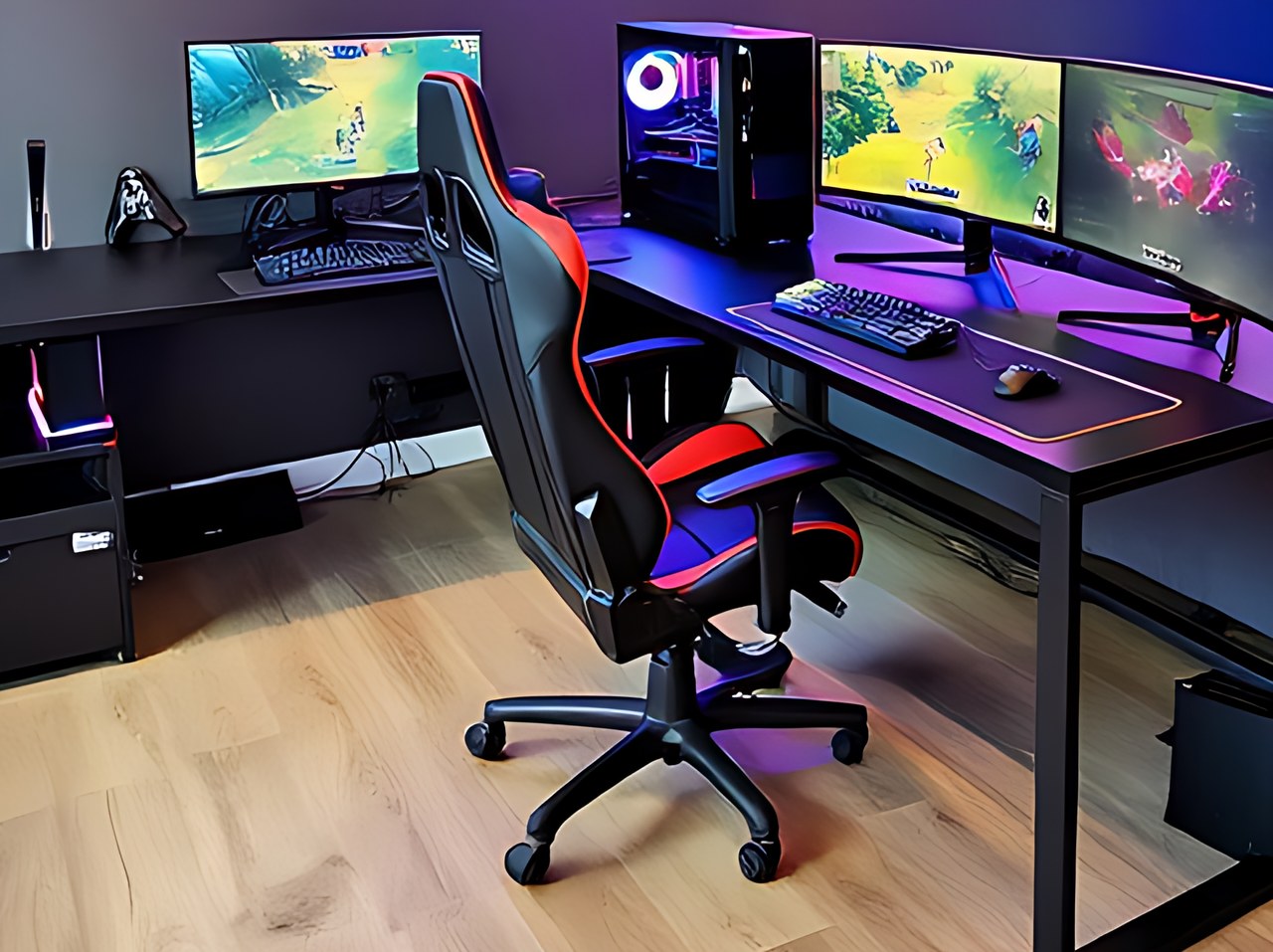 Gaming Chair for Adults with Footrest,Upgraded Ergonomic Chair in the cloud ceiling battlestation scene