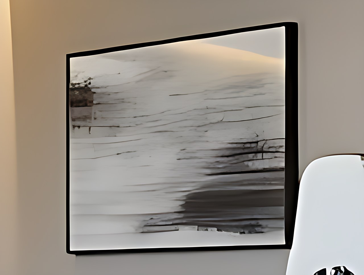 KUVIOKE Black Gray Abstract Framed Wall Art Neutral Wall Decor Minimal in the gray gamer room setup scene