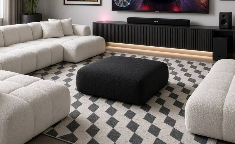 Hauteloom Ria Jute 6x9 Diamond Checkerboard Area Rug