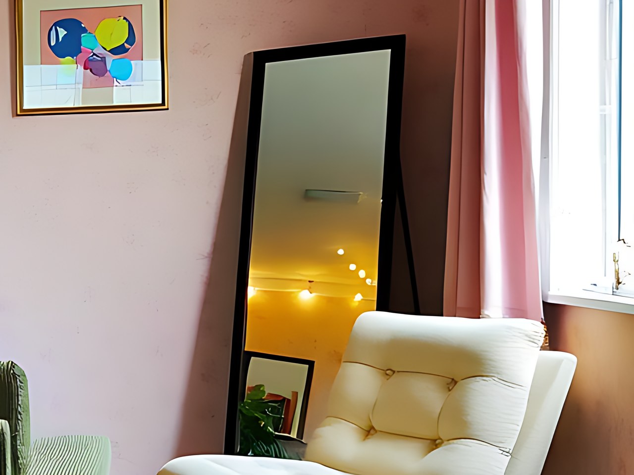 BEAUTYPEAK Full Length Mirror with Stand, 56 Floor Mirror in the gta6 cozy room scene