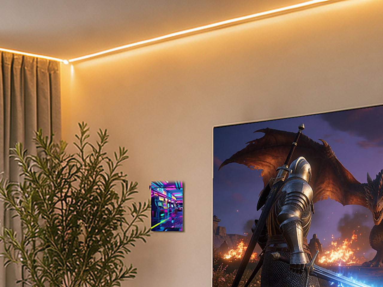 Close-up of the warm white flexible LED strip light.