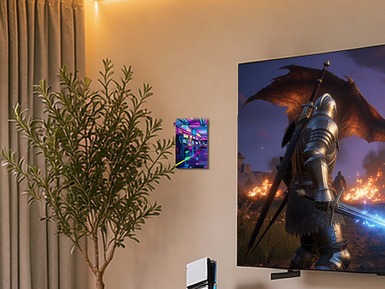 Close-up of the retro arcade wall art print with matte finish.
