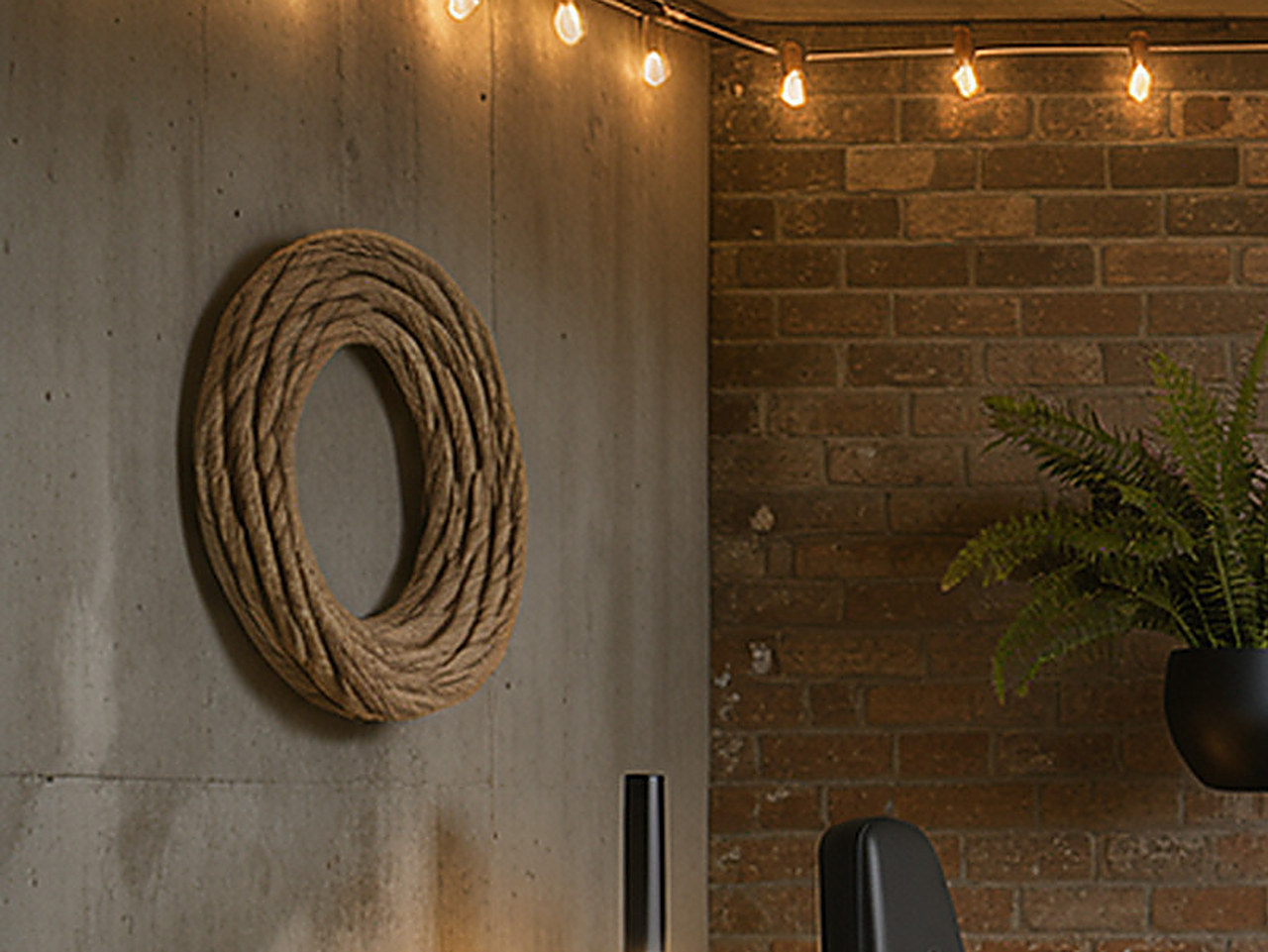 Close-up of the coiled natural jute rope.