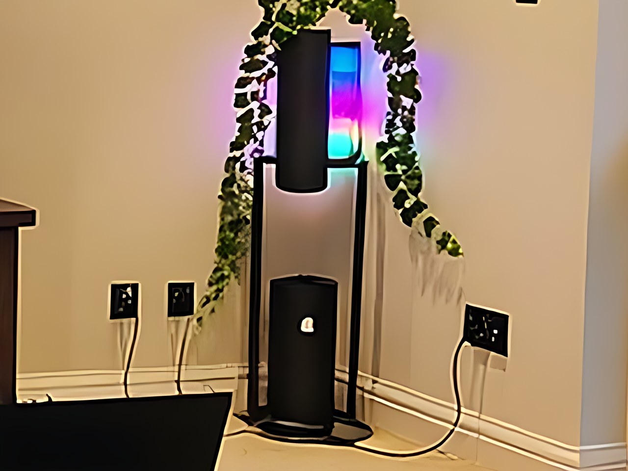 Govee RGBIC Floor Lamp Basic in the warm cozy gaming room scene